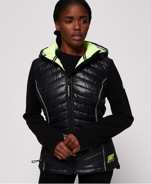 Superdry Storm Sporty Panel Hybrid Női Kabát Fekete | WYEJX5176